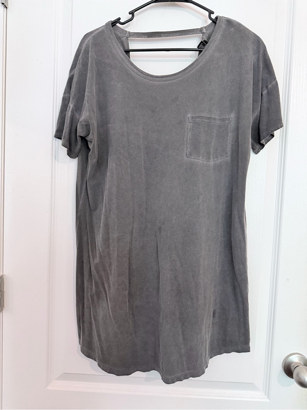 Grunge Gray Long Tee with Open Back